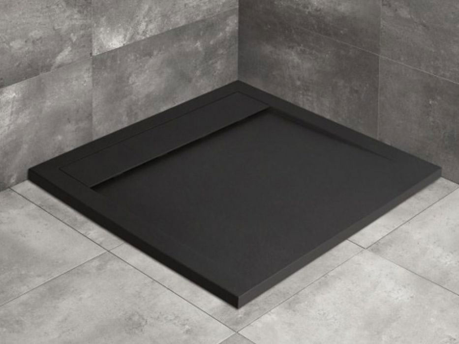 Radaway Teos C szögletes lapos fekete zuhanytálca 80x80