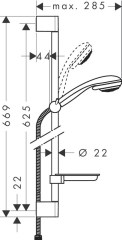 Hansgrohe Crometta 85 Zuhanyszett Vario 65 cm-es zuhanyrúddal és szappantartóval | 27764000