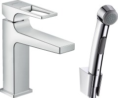 Hansgrohe Metropol Egykaros mosdócsaptelep loop fogantyúval, bidette kézizuhannyal és 160 cm zuhanycsővel 
