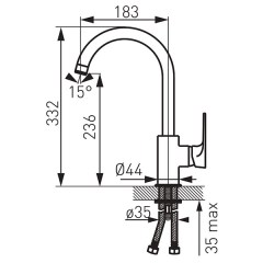 Ferro Algeo Square BAQ4 - álló konyhai csaptelep