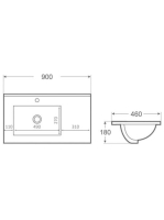 Arezzo design Texas 90x46 aszimmetrikus beépíthető mosdó, balos AR-090B