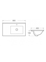 Arezzo design Texas 90x46 aszimmetrikus beépíthető mosdó, jobbos AR-090J