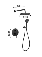 Arezzo design Palmfield falsík alatti zuhanyszett falon belüli egységgel, matt fekete AR-1160BL