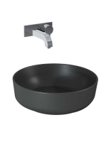 Arezzo design Lorca pultra ültethető kerek mosdó 42 cm, túlfolyó nélkül, matt antracit AR-145007