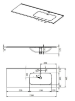 Arezzo design Skappa jobbos mosdó 120 cm (80+40 cm) AR-145925