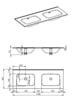 Arezzo design Skappa dupla mosdó 120 cm, csaplyuk nélkül AR-146034