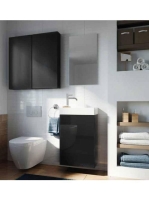 Arezzo design Mini alsószekrény mosdóval 40 cm, 1 ajtóval, fényes fekete AR-163070