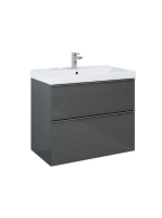 Arezzo design Monterey 80 alsószekrény szifonkivágással, 2 fiókkal, fényes antracit AR-167082