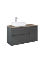 Arezzo design Monterey 80 alsószekrény szifonkivágással, 2 fiókkal, fényes antracit AR-167082