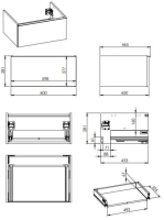 Arezzo design Monterey alsószekrény 1 fiókkal 60x45 cm, szifonkivágás nélkül, fényes antracit AR-167088