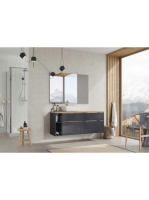 Arezzo design Monterey 60 alsószekrény szifonkivágás nélkül, 2 fiókkal, fényes antracit AR-167090