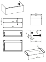 Arezzo design Monterey 80 alsószekrény szifonkivágás nélkül, 1 fiókkal, matt szürke AR-167605