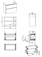Arezzo design Monterey 80 alsószekrény szifonkivágás nélkül, 2 fiókkal, matt szürke AR-167607