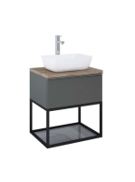 Arezzo design Monterey alsó polcos fekete fémkeret üvegpolccal 60 cm, grafit szürke AR-167665