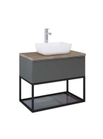 Arezzo design Monterey alsó polcos fekete fémkeret üvegpolccal 80 cm, grafit szürke AR-167666