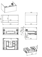 Arezzo design Monterey 60 alsószekrény szifonkivágással, 1 fiókkal, matt fekete AR-168103