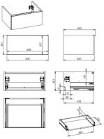 Arezzo design Monterey alsószekrény 1 fiókkal 60x45 cm, szifonkivágás nélkül, matt fekete AR-168108