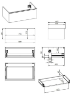 Arezzo design Monterey 80 alsószekrény szifonkivágás nélkül, 1 fiókkal, matt fekete AR-168109