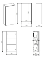 Arezzo design Monterey felsőszekrény 40x21,6x80 cm, 1 ajtóval, matt fekete AR-168190
