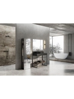 Arezzo design Nebo tükör tölgy polccal 50x190 cm, matt fekete AR-168366