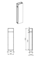 Arezzo design Nebo tükör tölgy polccal 50x190 cm, matt fekete AR-168366