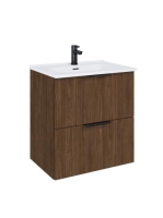 Arezzo design Etna 2 fiókos szekrény mosdóval 60x38,4 fekete fogantyúk, dió szín AR-168724