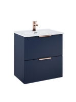 Arezzo design Etna 2 fiókos szekrény mosdóval 60x38,4 rosé arany fogantyúk, matt sötétkék AR-168725