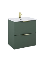 Arezzo design Etna 2 fiókos szekrény mosdóval 60x38,4 arany színű fogantyúk, matt zöld AR-168726