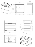 Arezzo design Etna 2 fiókos szekrény mosdóval 60x38,4 arany színű fogantyúk, matt zöld AR-168726
