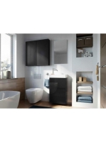 Arezzo design Mini alsószekrény mosdóval 40 cm, 1 ajtóval, matt fekete AR-168996