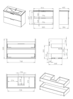 Arezzo design Etna 2 fiókos szekrény mosdóval 80x38,4 fényes fehér AR-169356