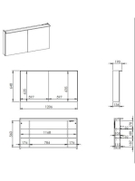 Arezzo design Premium tükrös szekrény 120 cm, Technobox+LED világítás, 2 ajtóval AR-904666