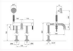 Bugnatesa Athena 8502P - szabadon álló kádcsaptelep kézizuhannyal
