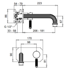 Bugnatesa Athena 8543SC - fal alatti mosdócsaptelep klikk-klakk leeresztővel