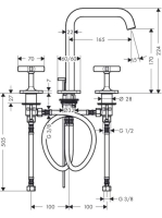 Axor Citterio E 3-lyukú mosdó csaptelep takarórozettával 36108000