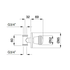 Bugnatese Axo 662 - csempeszelep 3/4″ csatlakozással