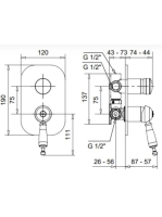Bugnatese Oxford falsík alatti zuhanycsaptelep 4 fogyasztóhoz, matt fekete 6332NE