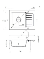 Deante Zorba 1 medencés szögletes gránit mosogató rövid csepegtetővel 58x44 cm, alabástrom ZQZ A11A