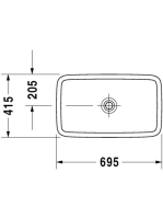 Duravit PuraVida ráültethető mosdótál 69,5x41,5 cm lefolyótakaróval 0370700000