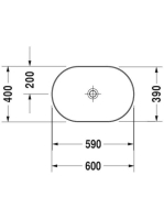 Duravit Luv ráültethető mosdótál 60x40 cm, matt szürke/fehér, WonderGliss bevonattal 03796023001