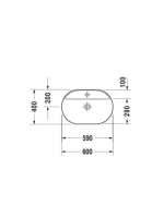 Duravit Luv ráültethető mosdó 60x40 cm, matt fehér/fehér, WonderGliss bevonattal 03806026001