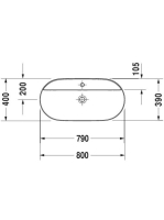 Duravit Luv Ráültethető mosdó fehér 800 x 400 mm 0380800000