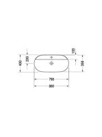 Duravit Luv ráültethető kerámia mosdó 80x40 cm, matt fehér/fehér, WonderGliss bevonattal 03808026001