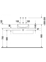 Duravit Starck 1 ráültethető mosdótál 460 mm rögzítővel, fehér alpin 0445460000