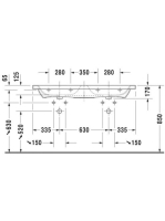 Duravit DuraStyle WonderGliss beépíthető duplamosdó 130x48 23381300001