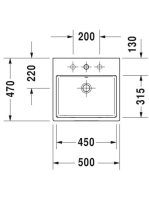 Duravit Vero Air Kerámia mosdó WonderGliss bevonattal 50x47 cm, bútorral aláépíthető, alpin fehér 23505000001