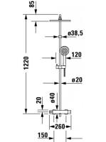 Duravit B1 falon kívüli zuhanyrendszer termosztátos csapteleppel B14280008010