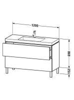 Duravit L-Cube c-bonded alsószekrény Vero Air kerámia mosdóval 120x48 cm, magasfényű fekete LC6939N4040