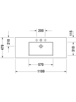 Duravit L-Cube c-bonded alsószekrény Vero Air kerámia mosdóval 120x48 cm, magasfényű fekete LC6939N4040