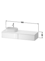 Duravit Zencha balos alsószekrény 160, dió fiókrendezők, fekete tölgy/matt grafit ZE4814L16800H00